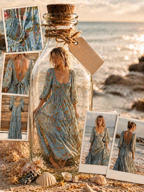Free People Dresses & Skirts - Free People Teal Floral Tiered Maxi Dress